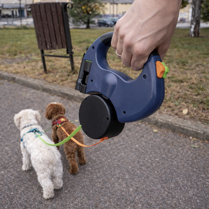 Anti-Tangle Dual Retractable Dog Leash