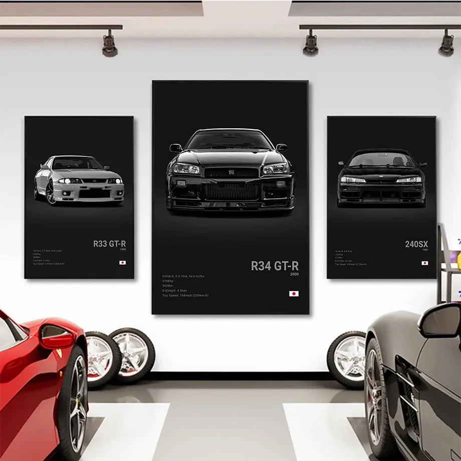 JDM Cars Canvas Wall Poster