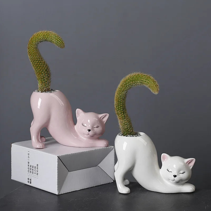 Ceramic Cat Vase