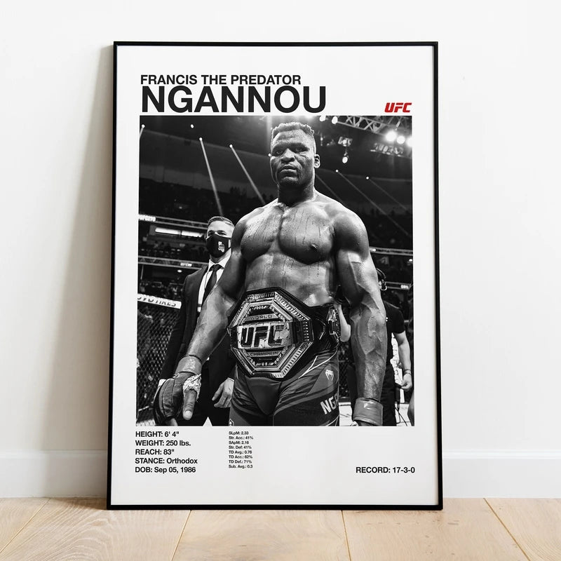 Monochrome UFC Fighter Poster