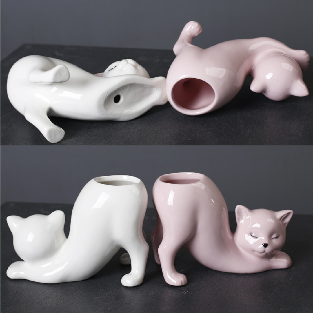 Ceramic Cat Vase